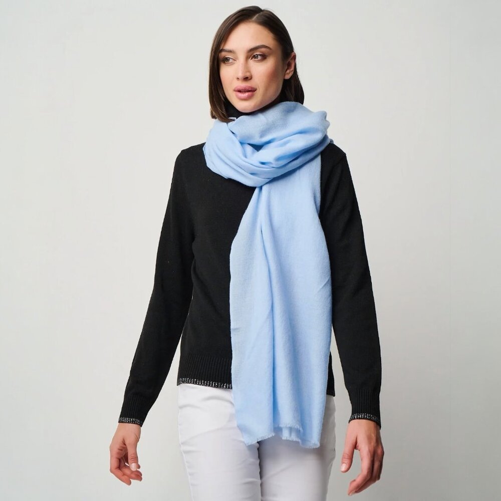 NWT Tina Stephens "Valentina" Premium Cashmere Wrap - Sky Blue - MSRP $228